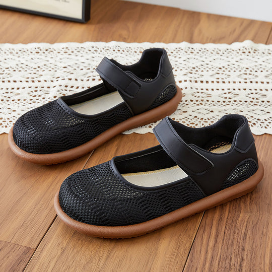Damen Modische Mary Jane Ballerinas mit Klettverschluss EB
