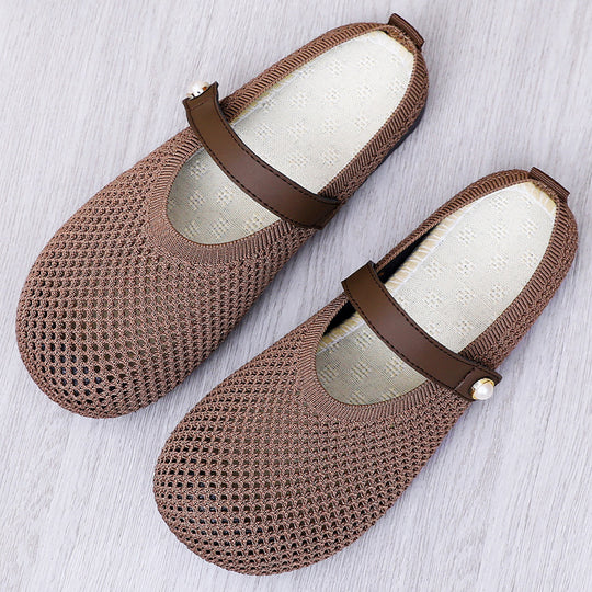 Damen Bequeme und atmungsaktive Freizeitschuhe mit elastischem Riemen EB