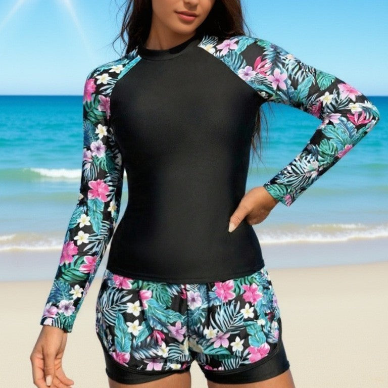 Damen UV-Schutz Surfanzug mit floralem Design EB