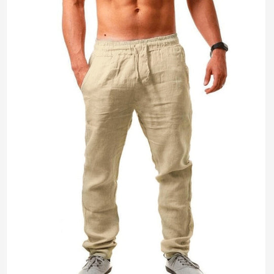 Herren nan leichte Leinenhose mit elastischem Bund tapered Schnitt EB