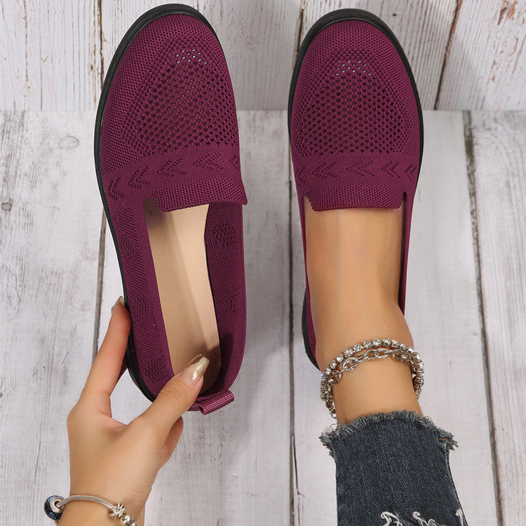 Damen luftige Slip-On Sneakers mit atmungsaktivem Netzmaterial EB