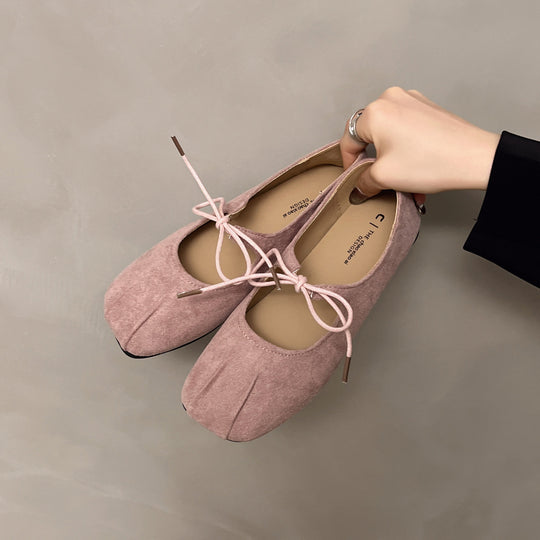 Damen elegante Ballerinas mit praktischer Schleifenverzierung und hochwertigem Wildlederoberteil EB