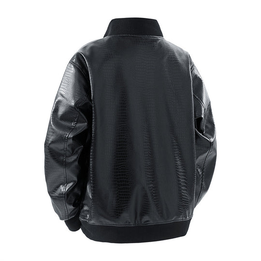 Herren Kunstleder Bomberjacke mit strukturiertem Design und praktischen Taschen EB