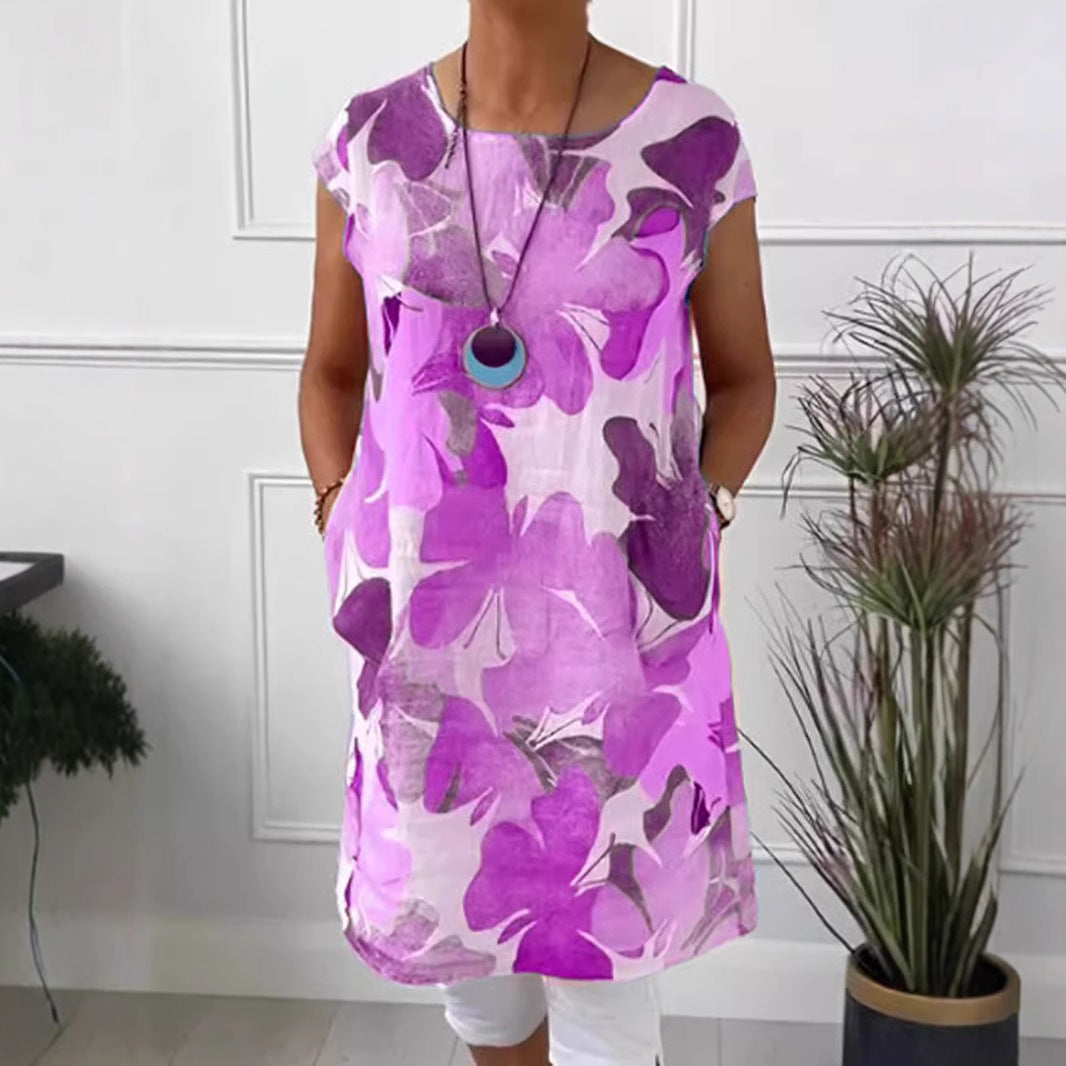 Damen Leichtes Strandkleid mit floralem Muster und Taschen Heidi-Mode