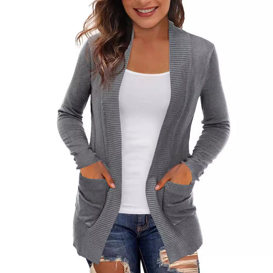Damen Langärmliger Strickmantel EB
