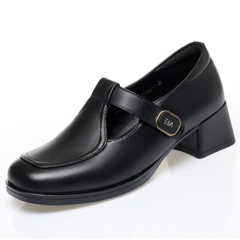 Damen Mary Jane Schuhe mit komfortablem Blockabsatz und modischem Schnallenakzent EB