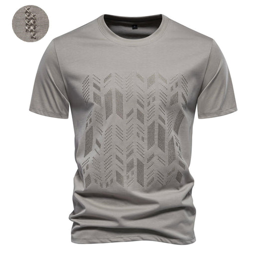 Herren nan Rundhalsshirt aus Baumwollmix mit geometrischer Laserperforation und geradem Schnitt EB