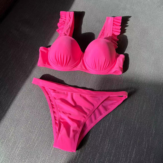 Damen Designer-Bikini mit Rüschen-Details und gepolstertem Oberteil EB