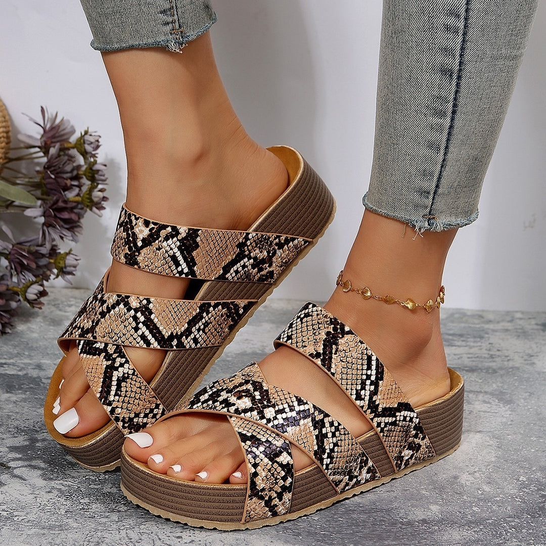 Damen modische Wedge-Sandalen mit geflochtenem Design und komfortabler Innensohle EB