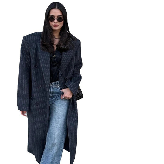 Damen Oversized Mantel mit Nadelstreifen EB