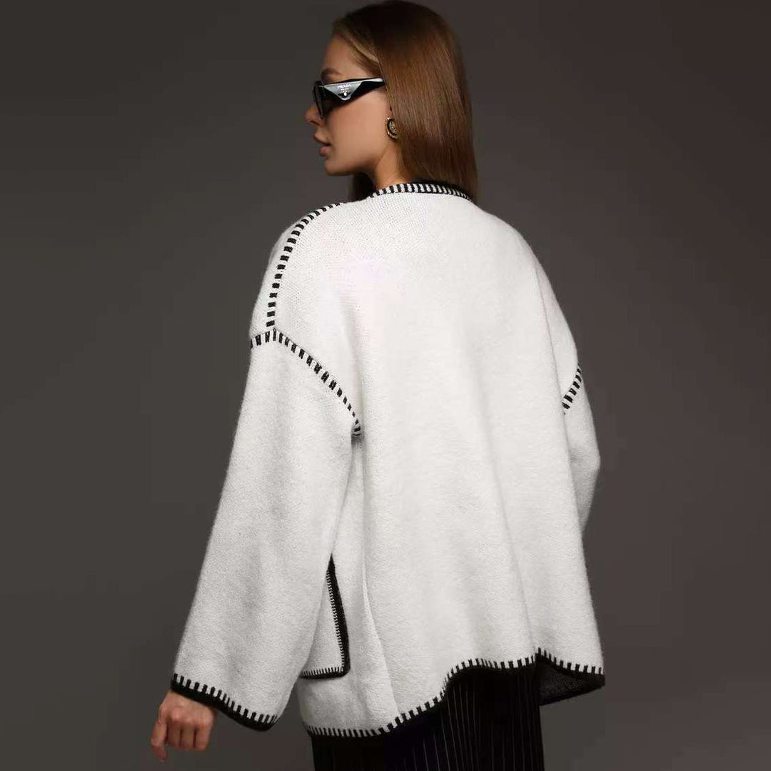 Damen Komfortabler Strick-Cardigan mit praktischen Taschen und Taillengürtel EB