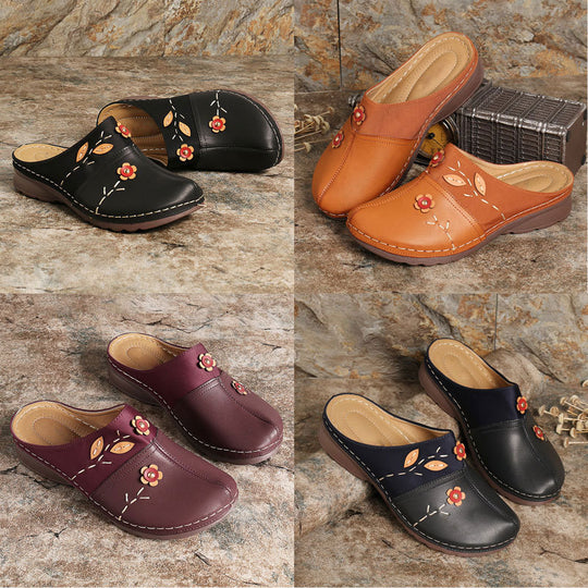 Damen Clogs mit floralem Applikationsdesign und rutschfester Sohle EB