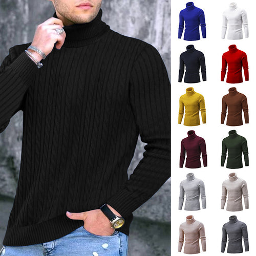 Herren moderner Rollkragenpullover mit strukturiertem Design EB
