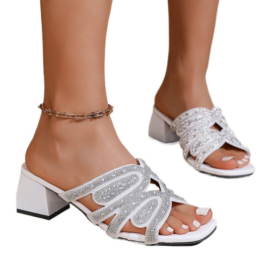 Damen Elegante Sandaletten mit glitzernden Riemen EB