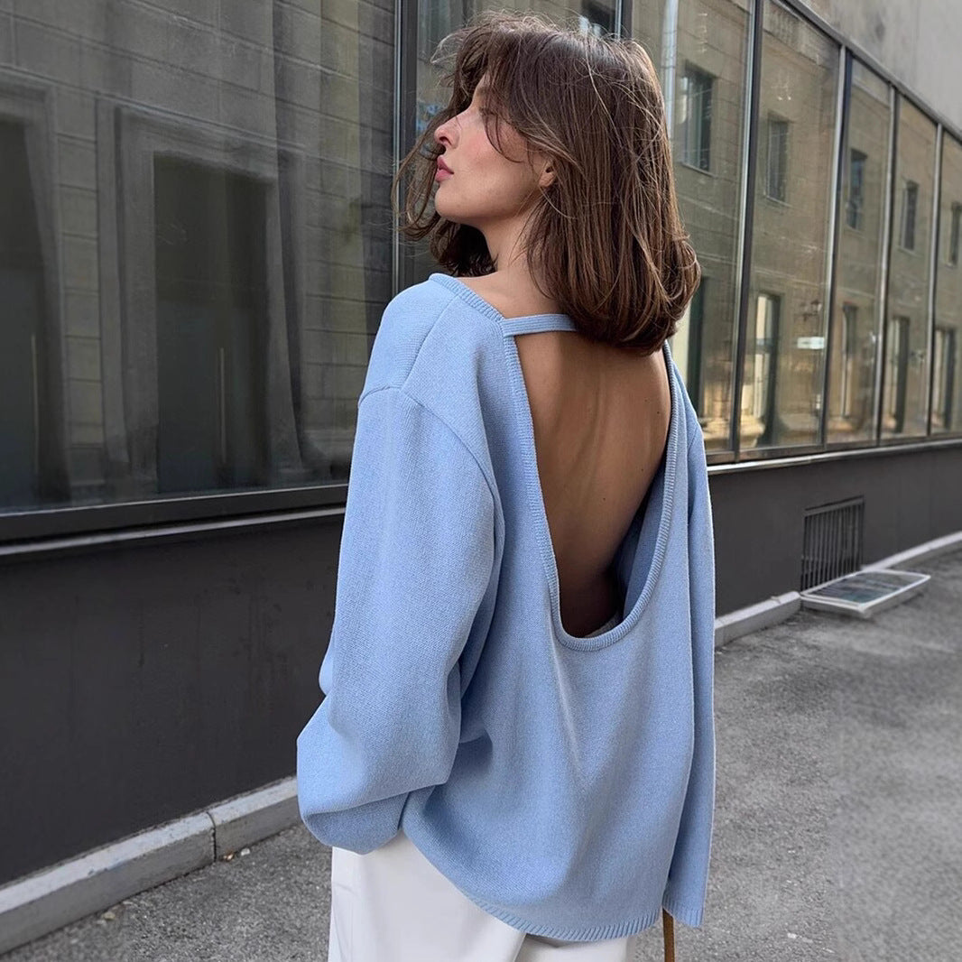 Damen Lässiger Strickpullover mit weitem Schnitt EB
