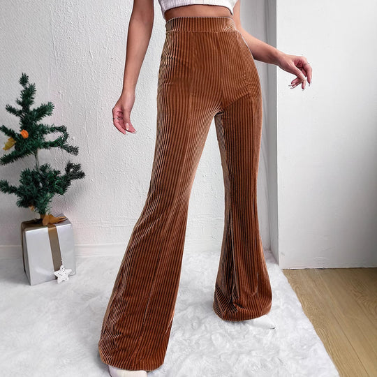 Damen weite Cord-Palazzo-Hose mit elastischem Bund und angenehmer Textur EB