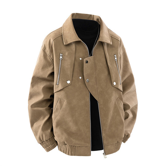 Herren modische Jacke mit multifunktionalen Reißverschlusstaschen und elastischen Bündchen EB