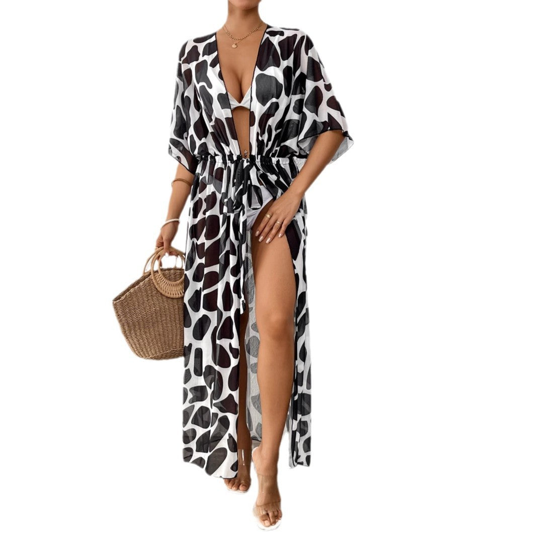 Damen modischer Strandkaftan mit seitlichem Kordelzug EB