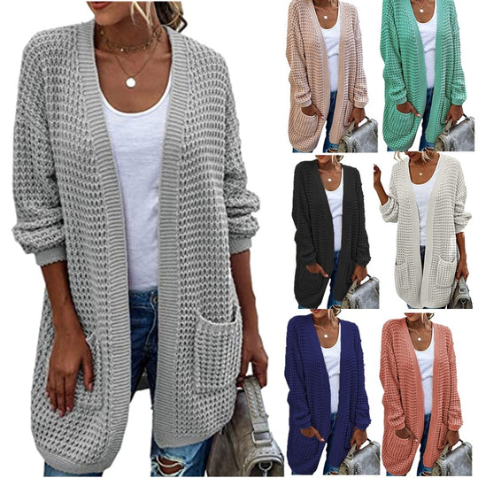Damen Grob gestrickter Cardigan mit lässigem Schnitt und praktischen Taschen EB