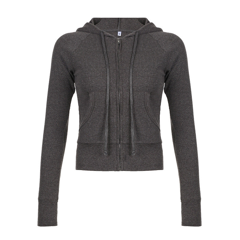 Damen nan taillierte Bomberjacke mit breitem Rippenbund, zwei Schrägtaschen und dekorativen Reißverschluss-Details EB