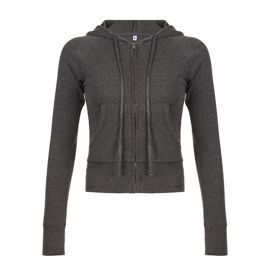 Damen nan taillierte Bomberjacke mit breitem Rippenbund, zwei Schrägtaschen und dekorativen Reißverschluss-Details EB