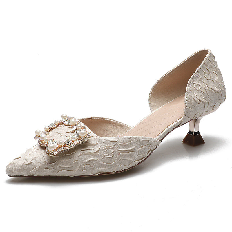 Damen modische Slingback-Pumps mit elegantem Perlenschmuck EB