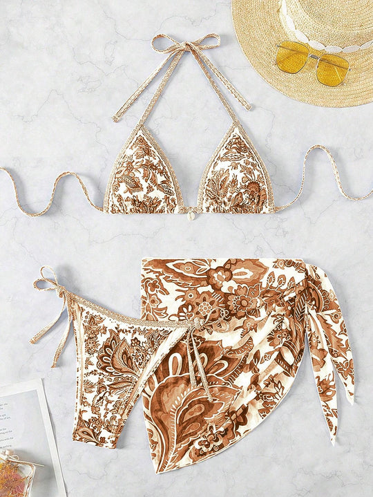 Damen Triangel-Bikini-Set mit elegantem Wickelrock EB