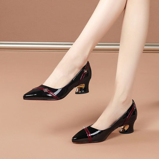 Damen elegante Pumps mit modischem Absatz und verzierter Schnalle EB