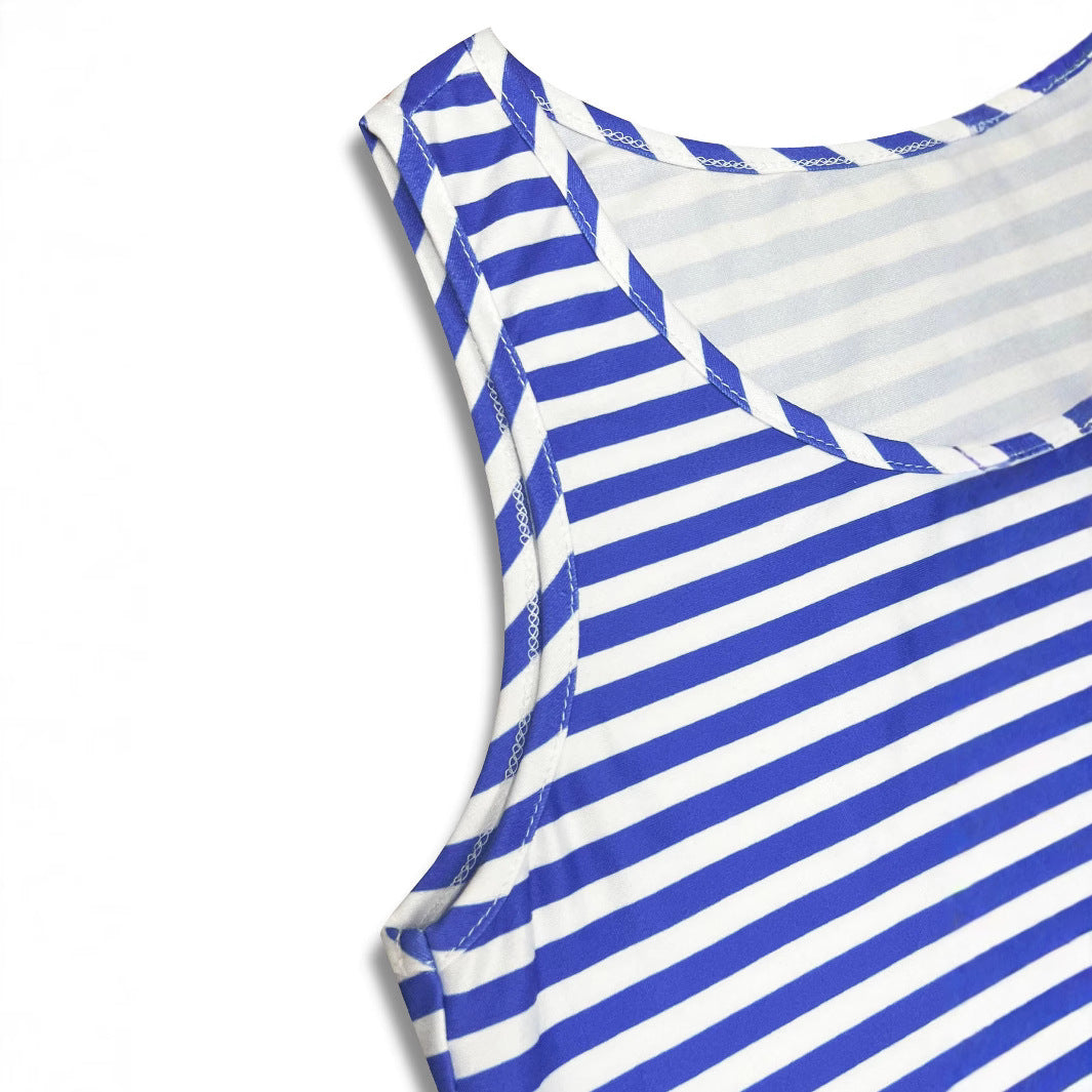 Damen Sommerliches Streifenkleid mit voluminösem Rüschensaum EB