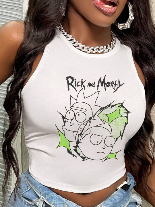 Damen Crop-Top mit mutigem Statement-Druck EB