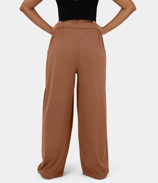 Damen Weite Freizeit-Hose mit elastischem Bund und praktischen Taschen EB