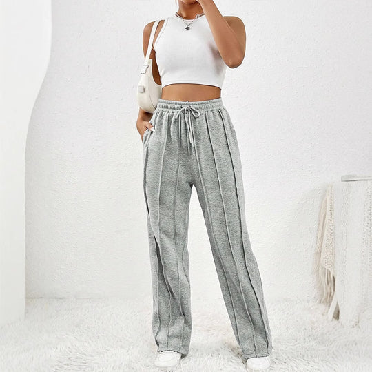 Damen lässige Plissee-Hose mit elastischem Bund EB