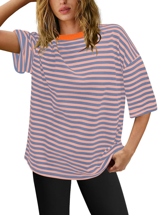 Damen Übergrößen T-Shirt mit Streifenmuster EB