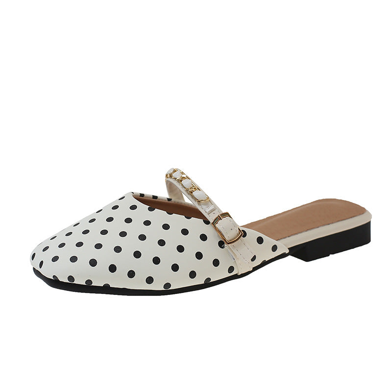 Damen Trendige Slipper mit Punkten und elegantem Riemendetail EB