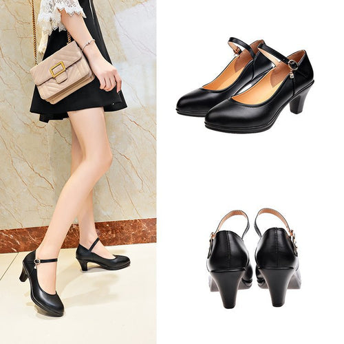 Damen Hochhackige Plateau-Pumps mit verstellbarem Riemendesign EB