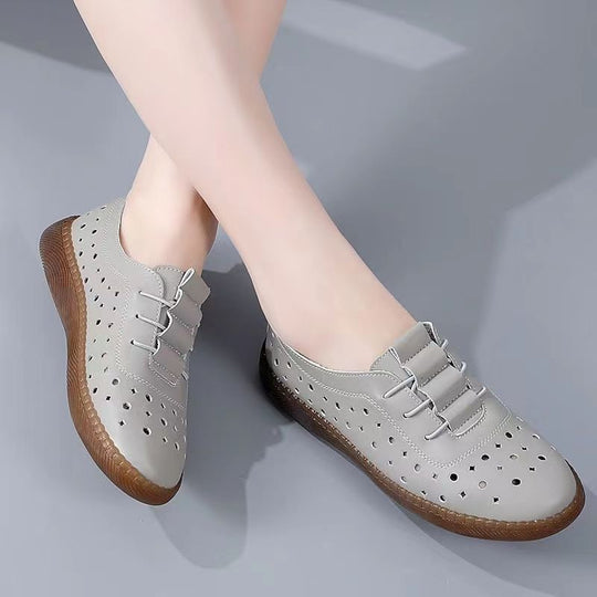 Damen atmungsaktive Sneaker mit modischem Lochdesign und rutschfester Sohle EB