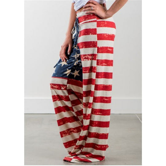Damen Weite Jersey-Loungehose mit Tunnelzug und Vintage-Print EB