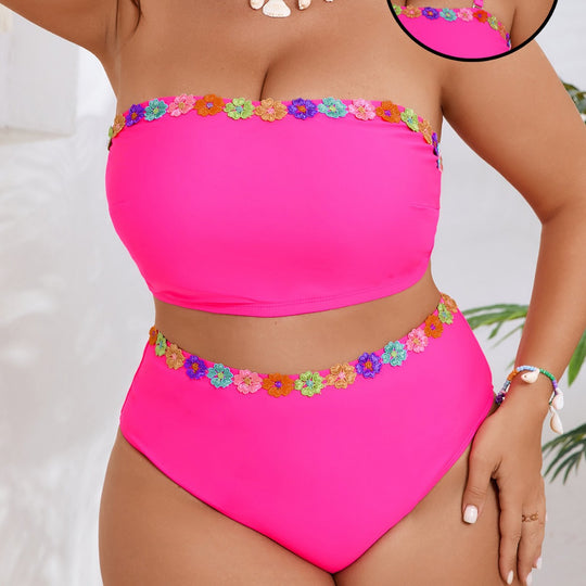 Damen Bandeau-Bikini-Set mit floralem Akzent EB