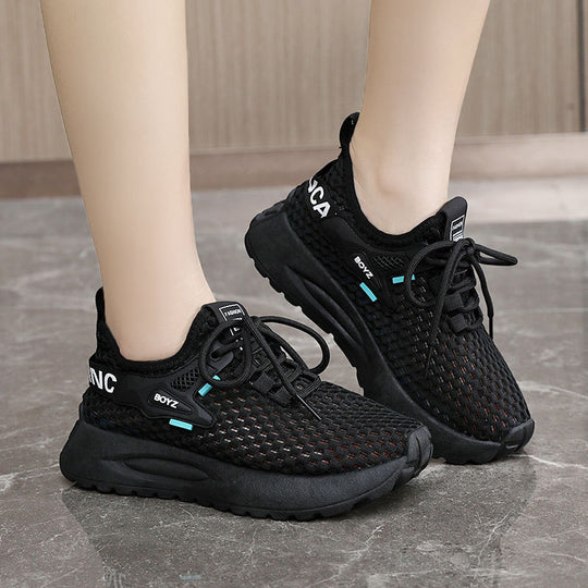 Damen atmungsaktive Sneakers mit stoßdämpfendem Profil und elastischem Schnürsystem EB