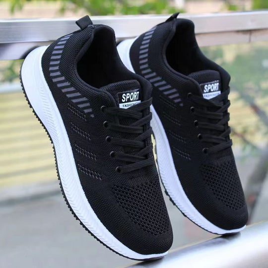 Damen Sportliche Schnür-Sneakers mit atmungsaktiver Mesh-Oberfläche und dämpfender Sohle EB