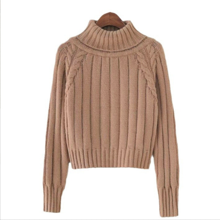 Damen Strickpullover mit hohem Kragen und Rippstruktur EB