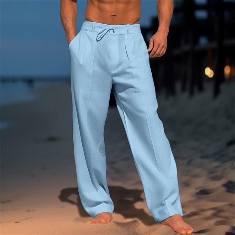 Herren weite Sommerhose mit elastischem Bund und praktischen Taschen EB