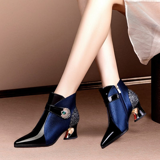 Damen modische Stiefeletten mit funkelndem Akzent EB