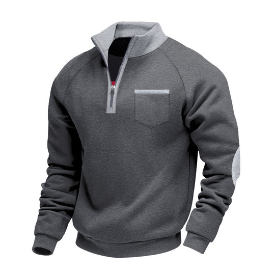 Herren Sweatshirt mit Stehkragen und praktischen Taschen EB