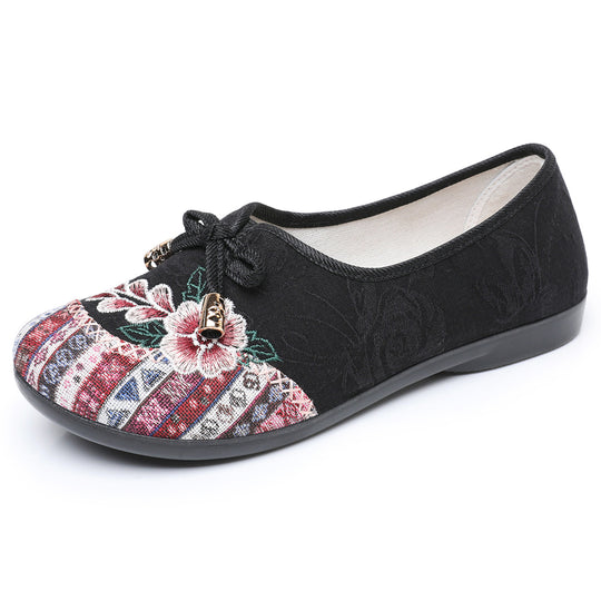 Damen Bequeme Ballerinas mit floralem Design und elastischem Einstieg EB