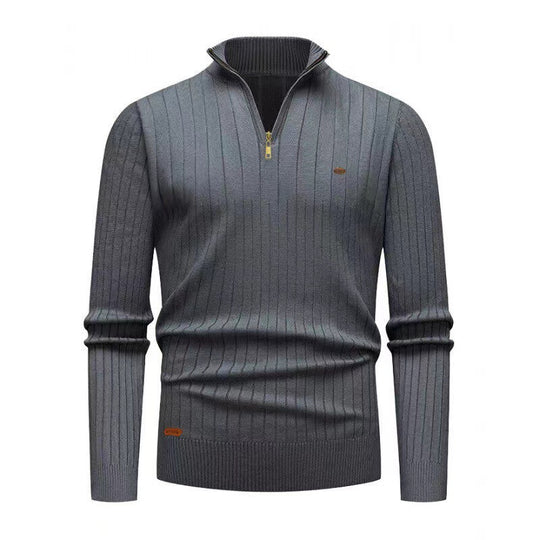 Herren Pullover mit modernem Reißverschluss und Rippenstruktur EB