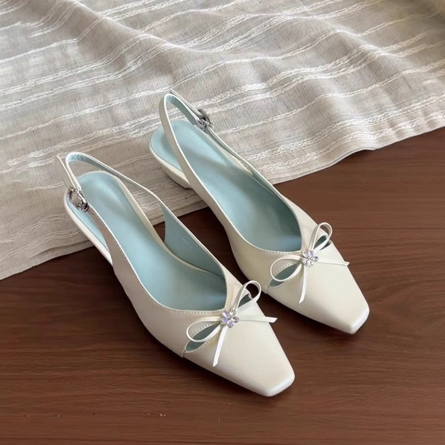 Damen Slingback-Pumps mit eleganter Schleifenverzierung und komfortablem Blockabsatz EB