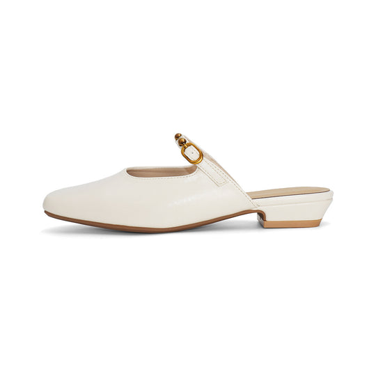 Damen elegante Mules mit dekorativem Riemen und glänzender Schnalle EB
