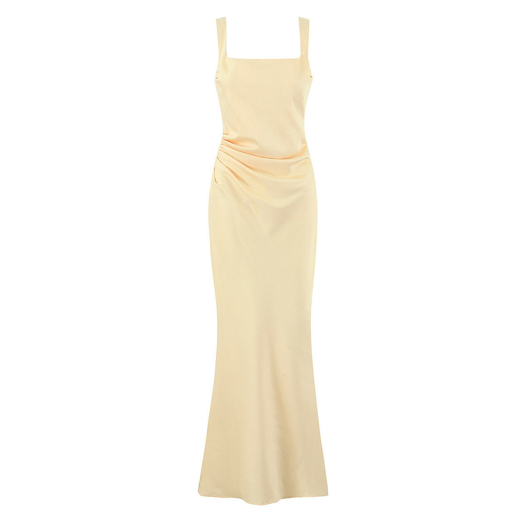 Damen Maxikleid mit elegantem Quadrat-Ausschnitt und raffinierten Drapierungen EB