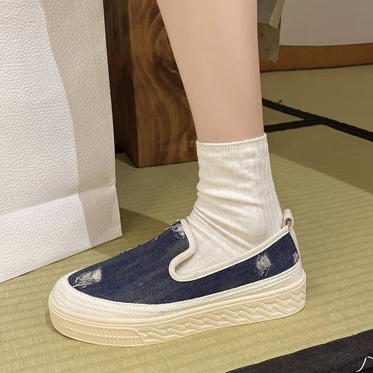Damen Slip-On Sneaker mit lässigem Denim-Design und elastischem Einstieg EB